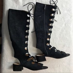 FrancoSarto Black Lace-up Boots, size 6 1:2